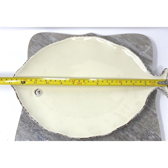 Beige Fish Shaped Ceramic Platter Serving 13.5” x 9” MER du SUD Brand - Picture 7 of 8